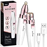 NOVOME 2in1 New USB Rechargeable Facial Hair Remover For Women & Eyebrow trimmer- with Built-in LED Light-Remove Pain-Free For Facial Hair And Eyebrows, Arm, Thigh, Leg and Bikini hair