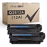 V4INK 2PK Compatible 12A Toner Cartridge Replacement for HP 12A Q2612A Toner Black Ink for HP 1010 1012 1018 1020 1022 1022N 3015 M1005 M1319F Canon D420 D450 D480 MF4150 MF4350D MF4370DN Printer