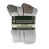 HOT FEET 4 Pack (8 Socks) Mens Active Work and Outdoors Hiking Socks, Fully Cushioned, Thermal Wool Blend, Warm Reinforced Heel and Toe (Green & Brown)