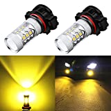 Alla Lighting PSX24W 2504 LED Fog Light Bulbs Yellow Xtreme Super Bright High Power 3030 SMD 12276 3000K Amber 12V LED Replacement for Cars, Trucks