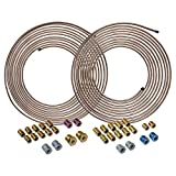 4LIFETIMELINES True Copper-Nickel Alloy Non-Magnetic, Brake Line Tubing Coil and Fitting Kits, 3/16 & 1/4, 25 ft, 2 Kits