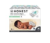 The Honest Company Clean Conscious Diapers | Plant-Based, Sustainable | Above It All + Pandas | Club Box, Size Newborn, 76 Count