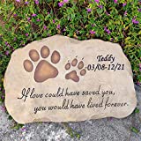 somiss Pet Dog Memorial Stones,Personalized Paw Prints Dog Cat Memorial Stones Stepping Stones Outdoors or Indoors for Garden Backyard Grave Markers