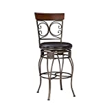 Powell Company Big and Tall Back Scroll Powell Barstool, 19.69" w x 20.87" d x 47.64" h, Dark Bronze/Brown