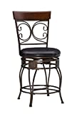 Powell Big and Tall Back Scroll Counter Stool, Seat Height: 24", Dark Bronze/Brown