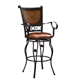 Powell Company Big and Tall Copper Stamped Back Barstool with Arms Bar Stool, Bronze