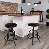 Flash Furniture 24'' Counter Height Stool with Swivel Lift Black LeatherSoft Seat