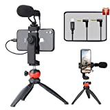 EACHSHOT Smartphone Vlogging Kit with Microphone,Tripod, Dongle Compatible iPhone 12 Mini Pro Max,11 Pro XS XR iOS Devices Android - Microphone for Video Recording Vlog Live Streaming YouTube TikTok