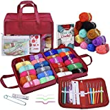 63 Piece Crochet Kit with Yarn Set– Premium Bundle Includes 9 Crochet Hooks, 24 Acrylic Crochet Yarn Balls, 6 Needles, eBook, Bags and more – Beginner and Professional Starter Pack for Adults and Kids