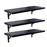 Kosiehouse Wall Mounted Floating Shelves, Particle Board Wall Shelf with Brackets Storage Rack Display Ledge Set of 3 for Bedroom Bathroom Living Room Kitchen Office