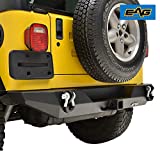 EAG Rear Steel Bumper with D-Ring and Hitch Receiver Fit for 87-06 Wrangler YJ TJ