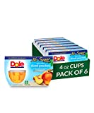 Dole Fruit Bowls Diced Peaches, No Sugar Added, Gluten Free Healthy Snack, 4 Oz, 24 Total Cups