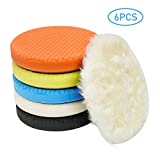 Autolock 5" Buffing Polishing Pads, 6Pcs 5.6inch 140mm Face for 5 Inch Backing Plate Compound Buffing Sponge and Woolen Pads Cutting Polishing Pad Kit for Car Buffer Polisher, Polishing and Waxing