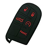 Coolbestda Rubber Smart 5 Buttons Key Fob Cover Remote Case Keyless Protector Jacket for 2018 2019 2020 2021 Jeep Grand Cherokee Compass Dodge Challenger Charger Dart Durango Journey Chrysler 300 200