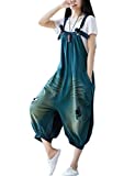 Flygo Women's Loose Baggy Cotton Wide Leg Jumpsuit Rompers Overalls Harem Pants (One Size, Style 04 Army Green)