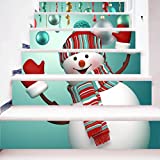 zhiyu&art decor Christmas 3D Stair Stickers Decals-6Pcs/Set Cute Snowman Stair Risers Stickers Decals Removable Staircase Decals Vinyl Wall Sticker for Christmas Decoration