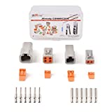 JRready ST6139 DTP Connector Kit 2 4 Pin Gray IP67 Waterproof Electrical Connectors Plug with 6 Pairs Barrel Style Solid Terminals Pin Sockets Current Rating 25 Amps(Size 12/Wire Range 14-12 AWG)