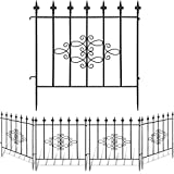 AMAGABELI GARDEN & HOME Decorative Garden Fence GFP008 27inx10ft Outdoor Coated Rustproof Metal Garden Fencing Panel Animal Barrier Iron Folding Edge Wire Border Fence Ornamental for Patio Landscape