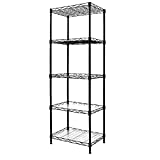 YOHKOH 5-Wire Shelving Metal Storage Rack Adjustable Shelves for Laundry Bathroom Kitchen Pantry Closet (Black) (16.6L x 11.8W x 48H, Black)