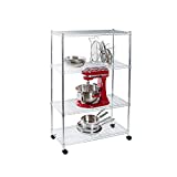 Seville Classics 4-Tier Steel Wire Shelving with Wheels, 30" W x 14" D x 48" H, Chrome