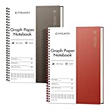 EMSHOI Graph Paper Spiral Notebook 2 Pack, 320Pages B5 Graph Notebook Journal, with Dotted Line, Free Sticky Notes, Waterproof PVC Cover, 100GSM Thick Paper, 7.48" x 10.15"-Coffee Red