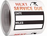 Oil Change Auto Maintenance Service Due Reminder Stickers Labels 100pcs/Roll Stickers，Easy-Peel with No Residue, Easy to Write On，2x2 Inch, Black