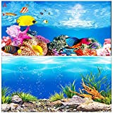 donau 12" 16" 20" 24" High Aquarium Background Poster Ocean Double Sides Fish Tank Landscape Backdrop Wall Paper Décor (16" H x 32" L)