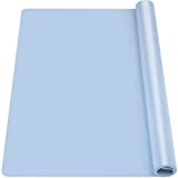 Ewen 25.6x17.5 Inch Large Silicone Mat for Kitchen Counter, 2MM Thick Heat Resistant Countertop Table Protector, Silicone Sheet for Polymer Clay Work Acrylic Nail Paint Pouring Art Craft Project, Blue