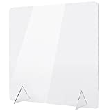 No Cutout 24"W x 24"H Sneeze Guard for Counter and Desk, Freestanding Clear Acrylic Shield, plexiglass Shield