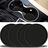 SINGARO Car Cup Coaster, 4PCS Universal Non-Slip Cup Holders Embedded in Ornaments Coaster, Car Interior Accessories, Black