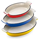 Klee Enameled Cast Iron Pan | Lasagna Pan, Large Roasting Pan, Casserole Dishes for the Oven | Oval Casserole Dish Set of 3