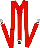 Navisima Adjustable Elastic Y Back Style Suspenders for Men and Women With Strong Metal Clips, Red (1 Pack)
