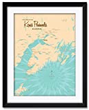 Kenai Peninsula Alaska Map Professionally Framed & Matted Art Print by Lakebound Framed Art Size: 24" x 30"