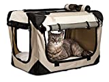 PetLuv "Happy Cat Premium Cat Carrier Soft Sided Foldable Top & Side Loading Pet Crate & Carrier Locking Zippers Shoulder Straps Seat Belt Lock Plush Pillow Reduces Anxiety