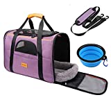 morpilot Pet Travel Carrier Bag, Portable Pet Bag - Folding Fabric Pet Carrier, Travel Carrier Bag for Dogs or Cats, Pet Cage with Locking Safety Zippers, Foldable Bowl, Airline Approved