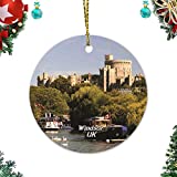 Vinisong 2021 Ornament The River Thames and Windsor Castle, Windsor UK Landscape Decorative Hanging Ornaments Christmas Tree Hanging Ceramic Ornament Christmas Bauble Ornaments