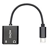 Movo USBC-AC2 3.5mm to USB-C Stereo Audio Adapter - External Sound Card for PC, Mac, Android - 3.5mm TRS Headphone Jack and Audio Jack to USB-C Connector - Aux to USB-C Mic Adapter for Gaming Speakers