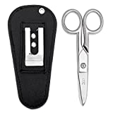 Multi Purpose Electrician Scissors With Leather Carrying Pouch - Heavy Duty Stainless Steel Electrical Shears With Stripping Notches, File & Scraper - Our Snips Are For Right & Left Handed Use – Black