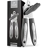 Zulay Kitchen Manual Can Opener - Handheld Can Opener Smooth Edge Cut Stainless Steel Blades - Heavy Duty Can Opener Manual with Comfortable Grip Handle and Large Turn Knob