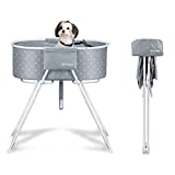 Furesh Insider Dog Bath Tub and Wash Station for Bathing Shower and Grooming, Elevated Foldable and Portable, Indoor and Outdoor, for Small and Medium Size Dogs, Cats and Other Pet (Gray)