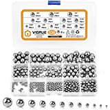 VIGRUE 530Pcs Loose Bicycle Bearing Balls Assortment Kit 3/32” 1/8" 5/32" 3/16" 7/32" 1/4" 9/32” 5/16” 11/32” 3/8” 13/32” 1/2", SAE Size