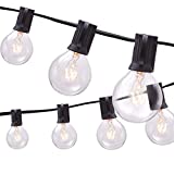 25Ft Dimmable Outdoor String Light, G40 Globe Patio Light with 26 2200K Edison Glass Bulbs(1 Extra), E12 Base Black Waterproof Connectable Light for Backyard Porch Balcony Deck Party Decor, UL Listed