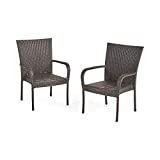 Christopher Knight Home CKH Outdoor Wicker Stackable Club Chairs, 2 Count Set, Multibrown (Pack of 1)