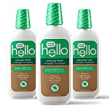 Hello Naturally Fresh Antiseptic Alcohol Free Mouthwash, Natural Fresh Mint with Farm Grown Peppermint, Fluoride Free, Vegan, SLS Free and Gluten Free, 16 Ounce (Pack of 3)