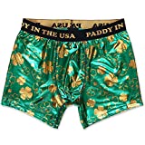 Mad Engine Men's St. Patrick's Day Irish Clover Flag Boxers, Green/Gold, Medium / 32-34