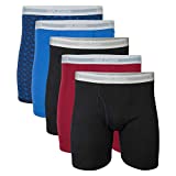 Gildan Men's Regular Leg Boxer Briefs, Multipack, Mixed Blue/Grey (5-Pack), Medium