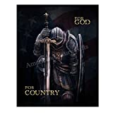 “For God-For Country"-Patriotic American Flag Warrior Print -11 x 14" Motivational Armor of God Poster Print-Ready to Frame. Inspirational Home-Office-Church-Christian Decor. Great Gift for Patriots!