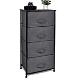 CERBIOR Drawer Dresser Closet Storage Organizer Unit 4-Drawer Closet Shelves, Sturdy Steel Frame Wood Top with Easy Pull Fabric Bins for Clothing, Blankets- Charcoal