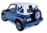 Pavement Ends by Bestop 51137-52 White Denim Replay Replacement Soft Top Clear Windows; No Door Skins Included for 1988-1994 Geo Tracker/Suzuki Sidekick