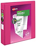 Avery Durable View 3 Ring Binder, 1-1/2 Inch Slant Rings, 1 Pink Binder (17833)